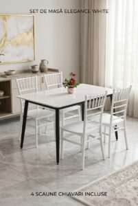 Set Masă de Dining / Bucătărie cu 4 Scaune